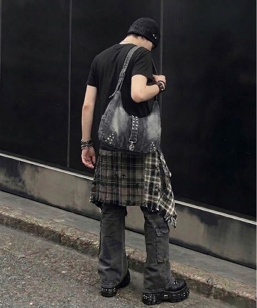 SPINNS（スピンズ） ショルダーバッグ 大容量クラッシュデニム