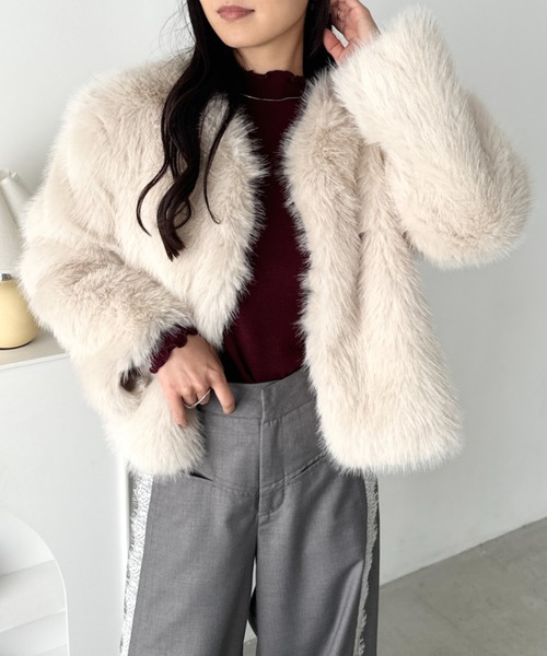 CLEA ジャケット ノーカラージャケット ノーカラーショート丈フェイク