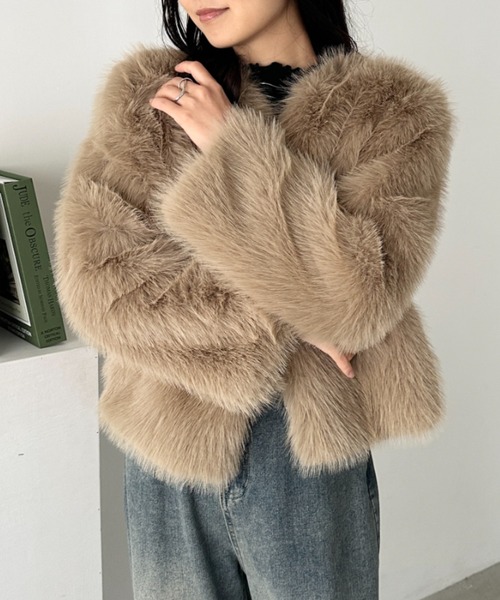 CLEA ジャケット ノーカラージャケット ノーカラーショート丈フェイク