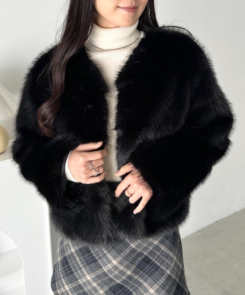 CLEA ジャケット ノーカラージャケット ノーカラーショート丈フェイク