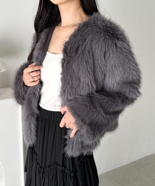 CLEA ジャケット ノーカラージャケット ノーカラーショート丈フェイク