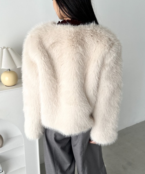 CLEA ジャケット ノーカラージャケット ノーカラーショート丈フェイク