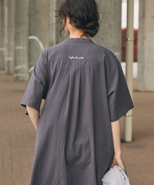 MONO-MART LADY'S」 半袖ワンピース FREE チャコールグレー レディース