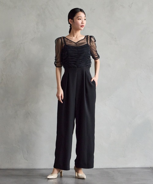 AIMER（エメ） パンツドレス ギャザーチュールオールインワンパンツ