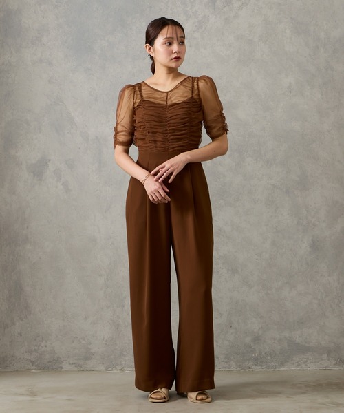 AIMER（エメ） パンツドレス ギャザーチュールオールインワンパンツ