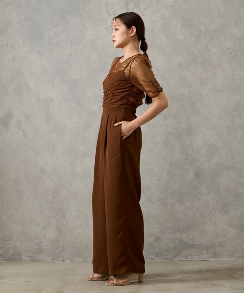 AIMER（エメ） パンツドレス ギャザーチュールオールインワンパンツ