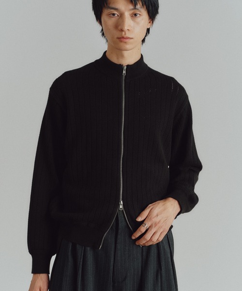WYM LIDNM セーター ニット WIDE RIB SHORT NECK ZIP KNIT メンズ