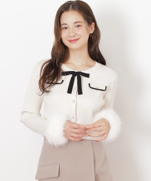 3年2組 新品未使用 ニット セーター ファー付き 長袖トップス カーディガン JILL by JILL STUART（ジルバイジルスチュアート） ニット セーター 袖