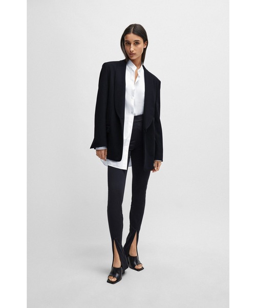 HUGO BOSS テーラードダブルジャケット BOSS - ダブルブレスト タキシードジャケット シルク - ブラック