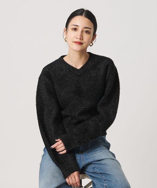 BEAUTY＆YOUTH UNITED ARROWS ニット セーター ラメフェザー Vネック