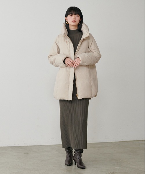 【美品】LARUTA ピーチスキンダウンフェザーコート ベージュ　ラルータ セール】【LARUTA】ピーチスキンダウンフェザーコート（ダウン