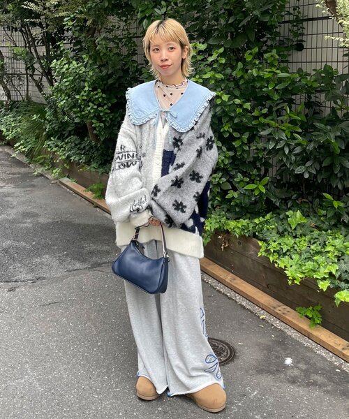 【専用】美品★eLLa／ジャガードドッキングカーディガン（ブラック） 美品 ella_selectshop ジャガード ドッキングカーディガン ポンチ