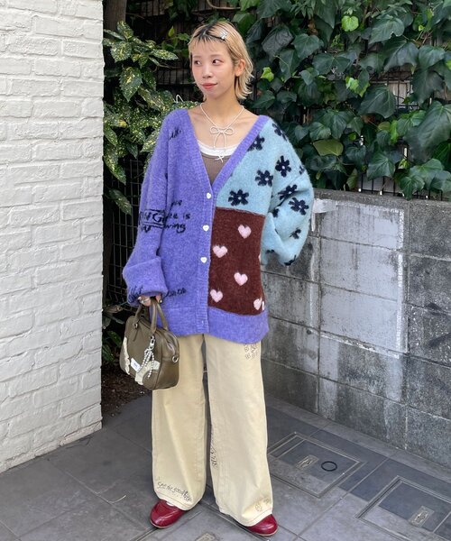 【専用】美品★eLLa／ジャガードドッキングカーディガン（ブラック） 美品 ella_selectshop ジャガード ドッキングカーディガン ポンチ