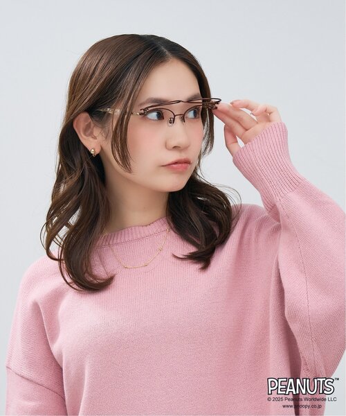 スヌーピー Zoff オーバル型 メガネ+ボストン型 メガネ Zoff（ゾフ） 伊達メガネ メガネ 眼鏡 Zoff｜PEANUTS オーバル型 跳ね