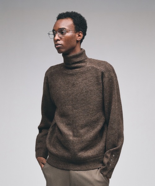 Adoon plain セーター ニット Studded Design Turtleneck Knit