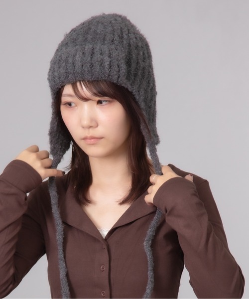 Chiina ニット帽 ニットキャップ Chiina / フライトキャップ 紐付き