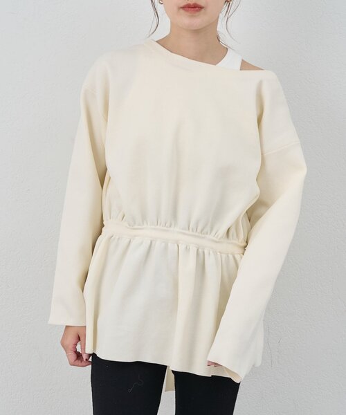 SHENERY アイボリー　ラクーンペプラムカーディガン SHENERY（シーナリー） カーディガン 3WAYペプラムカーディガン