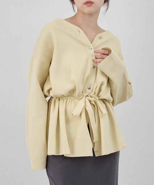 SHENERY アイボリー　ラクーンペプラムカーディガン SHENERY（シーナリー） カーディガン 3WAYペプラムカーディガン