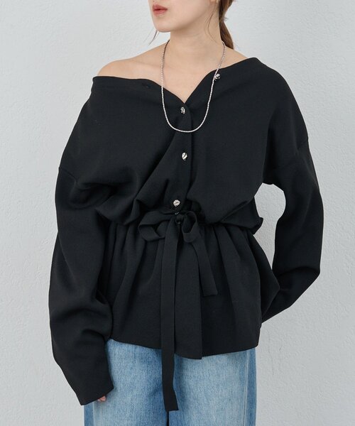 Shenery 3WAYペプラム カーディガン ブラック SHENERY（シーナリー） カーディガン 3WAYペプラムカーディガン