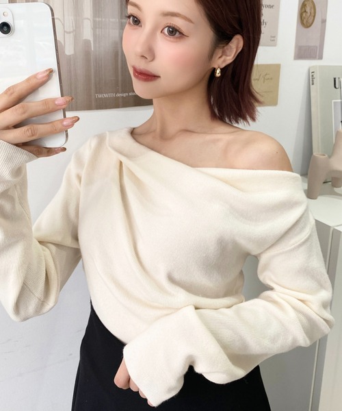 「moment+」 長袖ニット L ナチュラル レディース_画像2