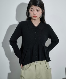 THE YOn リブニットポロカーディガン　タンクトップ　セット THE Yon カーディガン ペプラムリブニットポロカーディガン レディース
