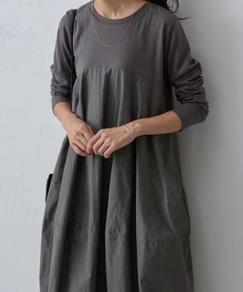 「CADBURY」 長袖ワンピース FREE グレー レディース_画像2