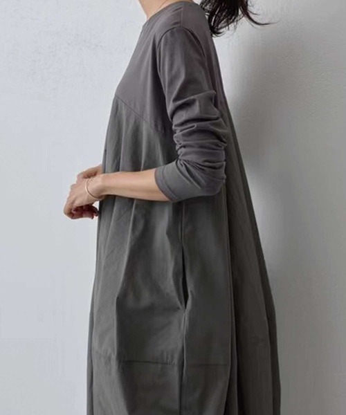 「CADBURY」 長袖ワンピース FREE グレー レディース_画像3