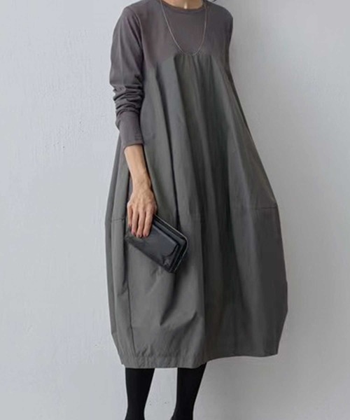 「CADBURY」 長袖ワンピース FREE グレー レディース_画像4