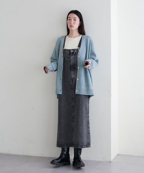 「LARUTA」 ニットカーディガン FREE チャコールグレー レディース_画像7