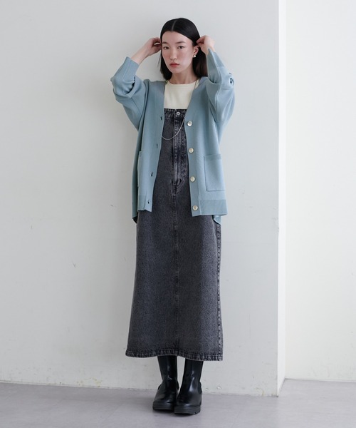 「LARUTA」 ニットカーディガン FREE チャコールグレー レディース_画像9