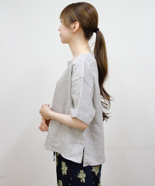 ORCIVAL（オーシバル） tシャツ 半袖 リネンボートネックプルオーバー