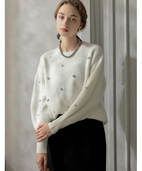 「MEISM」 長袖ニット MEDIUM グレー レディース_画像7