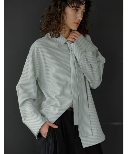 ♡新品未使用♡ウエストリブシャツブラウス Re:EDIT（リエディ） ブラウス シャツ 「2026S/S PRE ORDER」ボウタイ