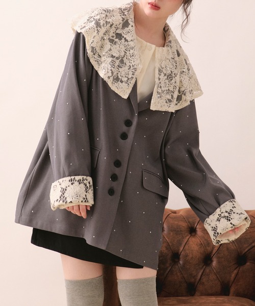 loin nuit ニュアンスボタンレースジャケット nuance button lace jacket / ニュアンスボタンレースジャケット