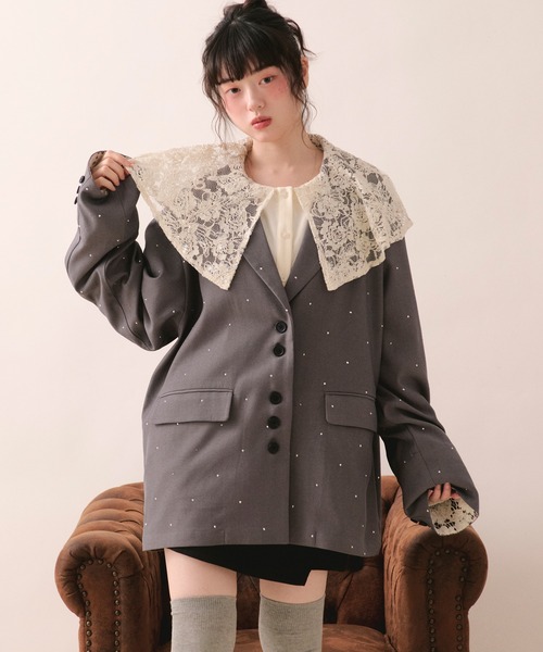 loin nuit ジャケット テーラードジャケット nuance button lace