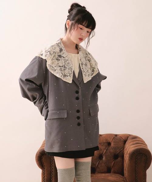 loin nuit ジャケット テーラードジャケット nuance button lace