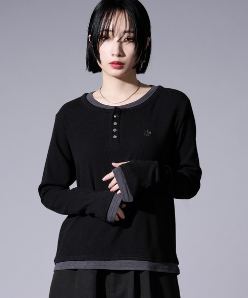 Ellno Loset（エルノロゼット） tシャツ レイヤードフウヘンリーネック