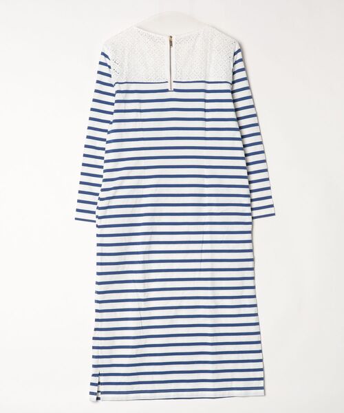 「MUVEIL」 ボーダー柄長袖ワンピース 38 ブルー レディース_画像2
