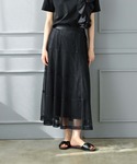 ロング スカート 夏 パニエ風メッシュスカートの詳細画像1