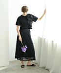 ロング スカート 夏 パニエ風メッシュスカートの詳細画像5