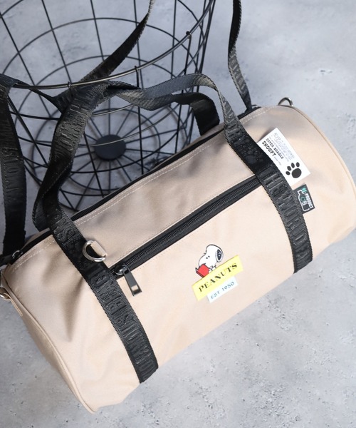 スヌーピー RE-PET ショルダー付き ロールボストンバッグ ベージュ SNOOPY スヌーピー ロールボストンバッグ ベージュ RE-PET SNOOPY