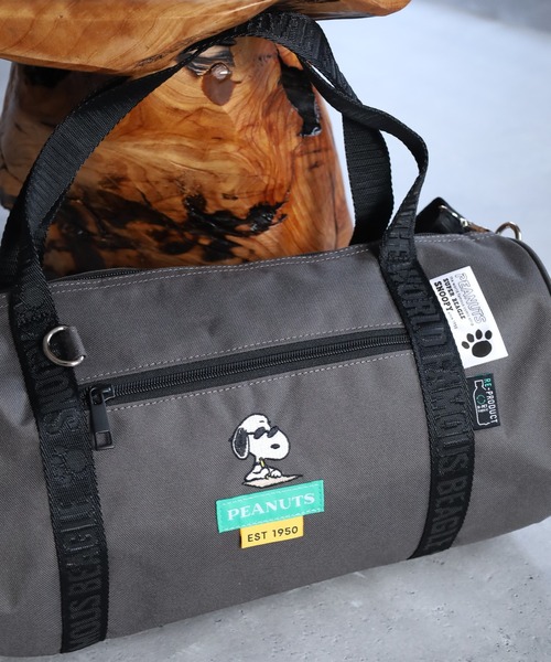 スヌーピー RE-PET ショルダー付き ロールボストンバッグ ベージュ SNOOPY スヌーピー ロールボストンバッグ ベージュ RE-PET SNOOPY