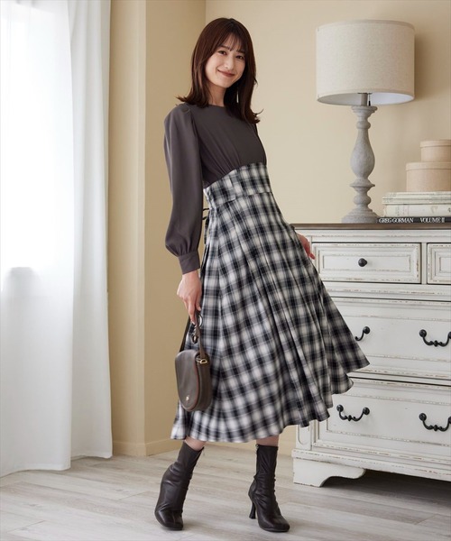 「SWINGLE」 ドッキングワンピース MEDIUM カーキ レディース_画像3