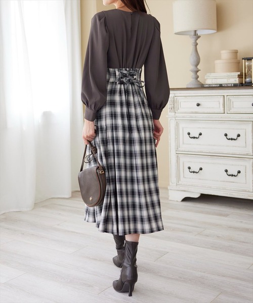 「SWINGLE」 ドッキングワンピース MEDIUM カーキ レディース_画像4