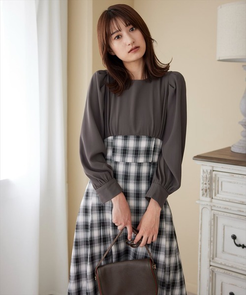 「SWINGLE」 ドッキングワンピース MEDIUM カーキ レディース_画像6