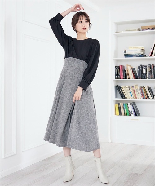 「SWINGLE」 ドッキングワンピース MEDIUM カーキ レディース_画像9