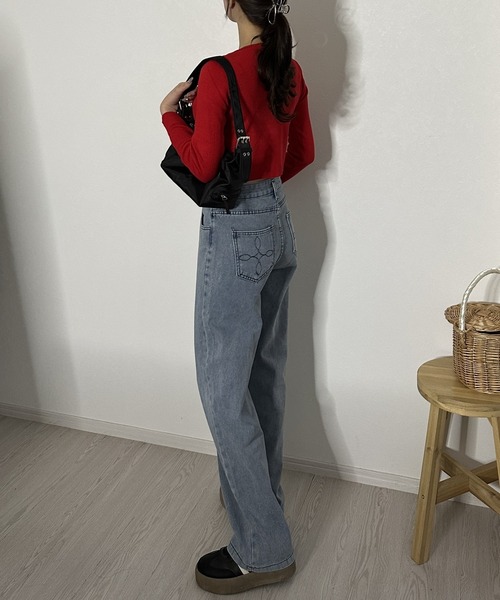 「Silly」 デニムパンツ LARGE ライトブルー レディース_画像3