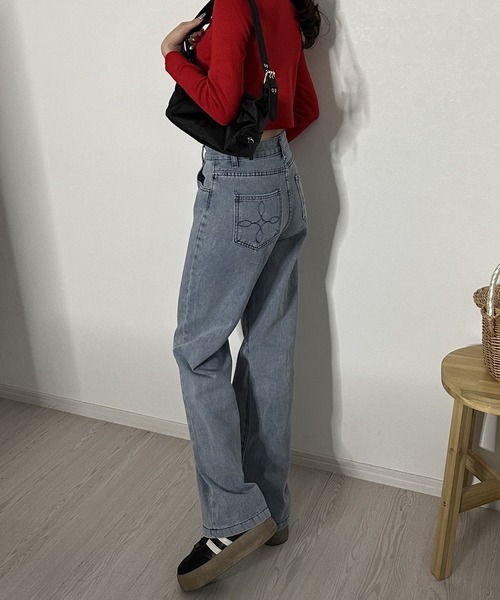 「Silly」 デニムパンツ LARGE ライトブルー レディース_画像4