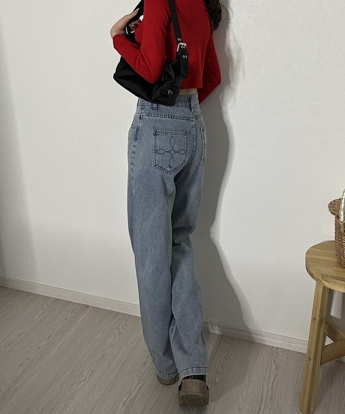 「Silly」 デニムパンツ LARGE ライトブルー レディース_画像5