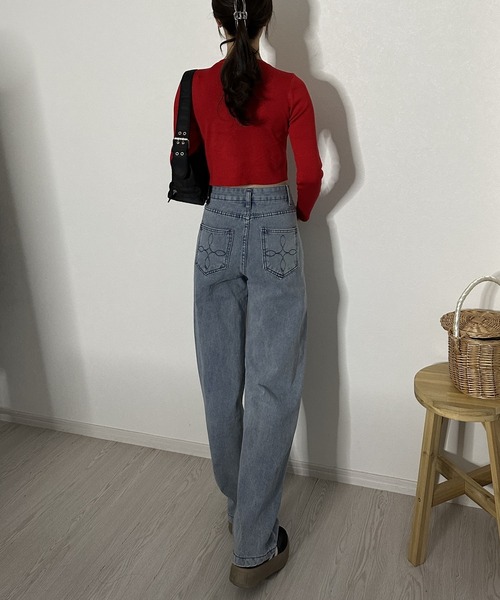 「Silly」 デニムパンツ LARGE ライトブルー レディース_画像6